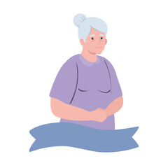 cute old woman with ribbon decoration , grandmother with ribbon decoration on white background vector illustration design