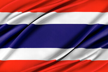 Colorful Thailand flag waving in the wind. 3D illustration.