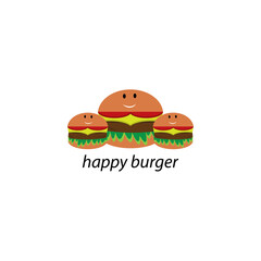 hamburger logo happy color illustration of vector design