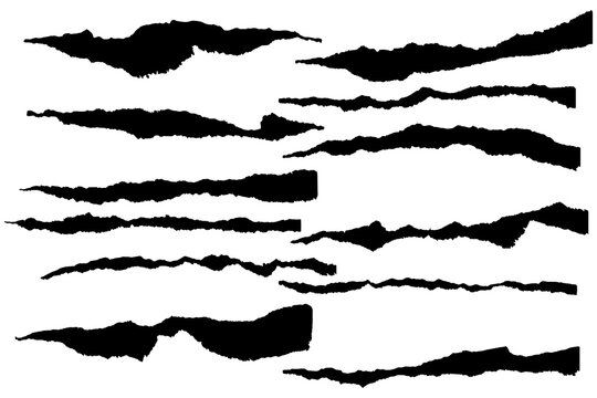 Torn paper elements silhouettes set. Clip art universal use