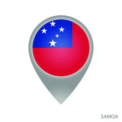 Map pointer with flag of Samoa. Samoa pointer map isolated icon. Vector Illustration