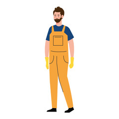 man worker of cleaning service, on white background vector illustration design