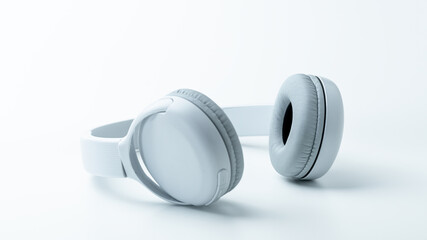 White Wireless Headphone on isolated white background. Entertainment Accessory