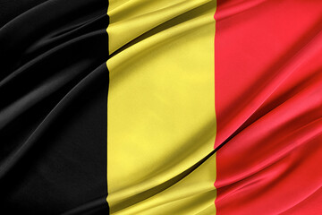 Colorful Belgium flag waving in the wind. 3D illustration.