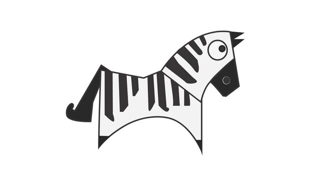2d animation of 5 seconds. A zebra forms and its black stripes appear one by one in a row.