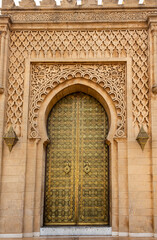 Moroccan style door at the Mohammed V mausoleum in Rabat Morocco, Africa