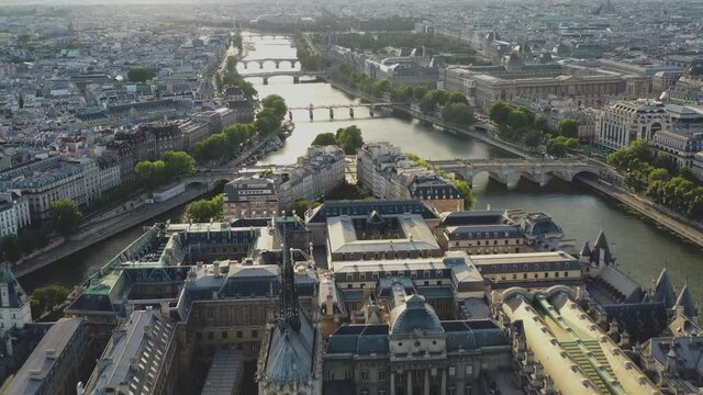 Aerial video of Paris, Drone photography, beautiful city,Old town, Flight over beautiful places, City top view, Panoramic view of Paris, Paris from a bird's eye view, France