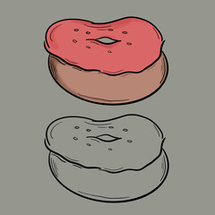 Delicious donuts with simple sketches