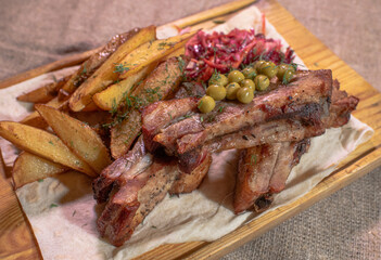 Deliciously cooked pork ribs. Prague ribs
