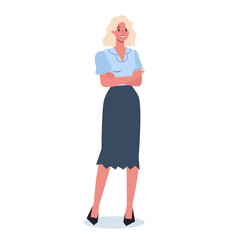Fototapeta premium Business character with their arm crossed. Female worker staying
