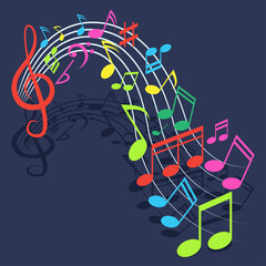 music notes for music background, vector illustration