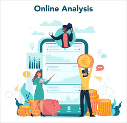 Banking online service or platform. Online bank analysis. Idea