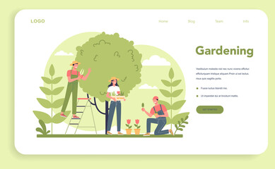 Gardening web banner or landing page. Idea of horticultural designer