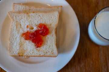 Toast with strawberry jam