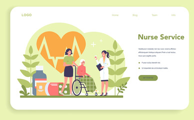 Fototapeta premium Nurse service web banner or landing page. Medical occupation