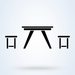 chair table camp. vector Simple modern icon design illustration.