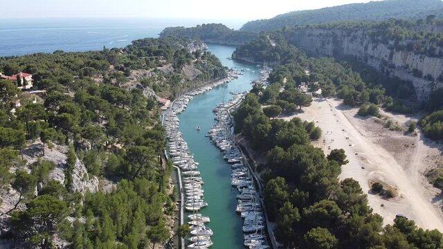 Cinematic drone footage of Calanques de Port-Miou, France, June 2020 2.7k 30fps