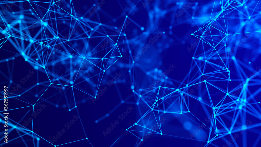 Aufkleber Abstract digital background. Big data visualization. Network connection structure. Science blue background. 3d rendering.