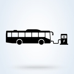 electric bus charger. vector Simple modern icon design illustration.