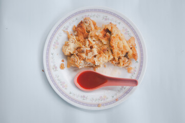 Thai style Omelet with dip sauce. Delicious food
