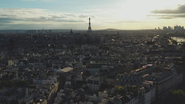 Aerial video of Paris, Drone photography, beautiful city,Old town, Flight over beautiful places, City top view, Panoramic view of Paris, Paris from a bird's eye view, France