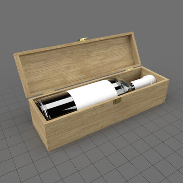 Wine bottle in wooden box