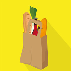 Grocery bag icon. Shopping bag with food - Vector