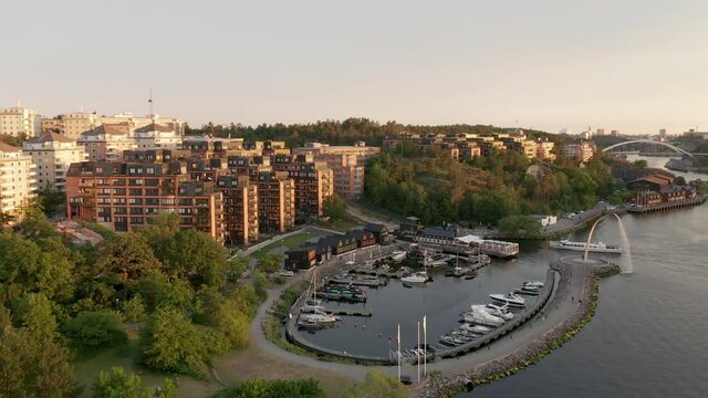 Nacka strand in Stockholm, Sweden, aerial view of the residential area