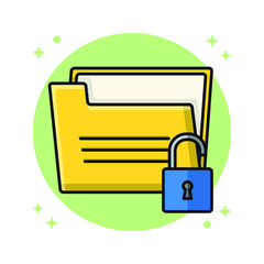 Unlock Document Folder Setting Icon Design. Open Data Document Vector Illustration