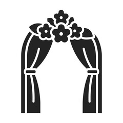 Wedding arch black glyph icon. Event service. Isolated vector element. Outline pictogram for web page, mobile app, promo.