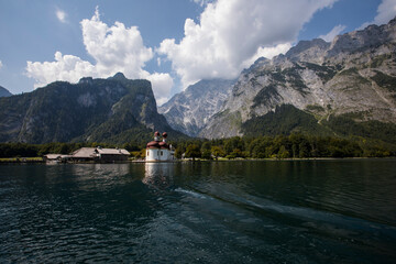 Summer scene in Konigsee lake, Bavaria, South Germany. Europe