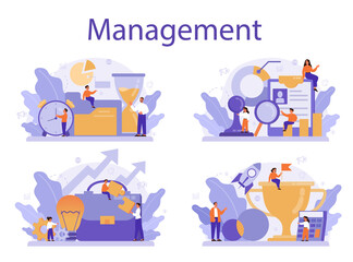 Fototapeta premium Management education school course set. Idea of business work