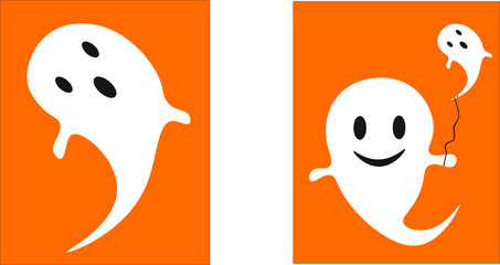 white ghost on orange background