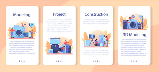 Photography school course mobile application banner set.