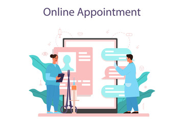 Plastic surgeon online service or platform. Idea of body correction.
