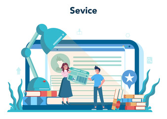 Librarian online service or platform. Knowledge and education