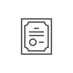 Certificate or diploma line outline icon