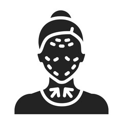 Lifting female face black line icon. Cosmetic surgery. Facial rejuvenation. Isolated vector element. Outline pictogram for web page, mobile app, promo.