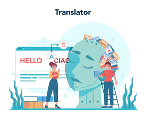 Translator and translation service concept. Polyglot translating