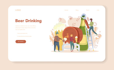 Brewery web banner or landing page. Craft beer production,