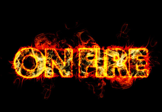 Realistic Burning Fire Text Effect Mockup