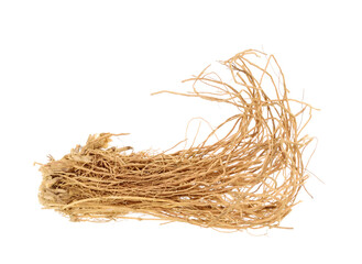 Vetiver Dried Root. Isolated on White Background.