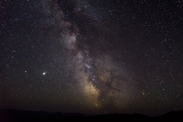 milky way sky stars mountains night