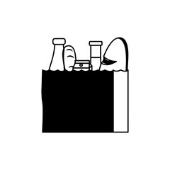 Grocery bag icon. Shopping bag with food - Vector