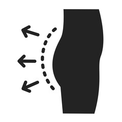 Buttock augmentation black glyph icon. Plastic body surgery. Isolated vector element. Outline pictogram for web page, mobile app, promo.