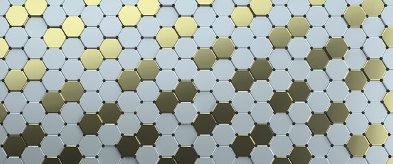 Abstract image of a pattern of hexagons arranged diagonally 3D image