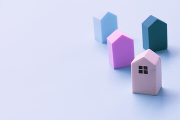House model on color background. Real estate, buying a house, new home, house concept copy space