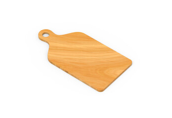 Wooden cutting board, chopping board mockup template on isolated white background, 3d illustration