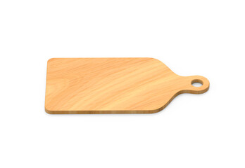 Wooden cutting board, chopping board mockup template on isolated white background, 3d illustration