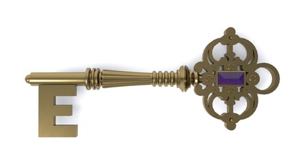 3D illustration of letter E Key